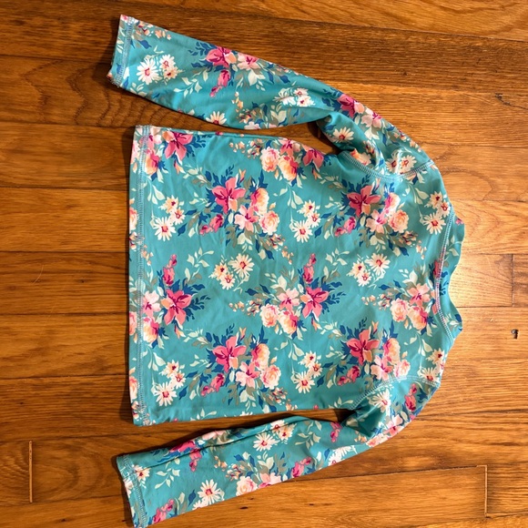 RUFFLE BUTTS Toddler Girl Pink Blue Rash Guard Long Sleeve Swim Top Size 3T - Picture 6 of 8